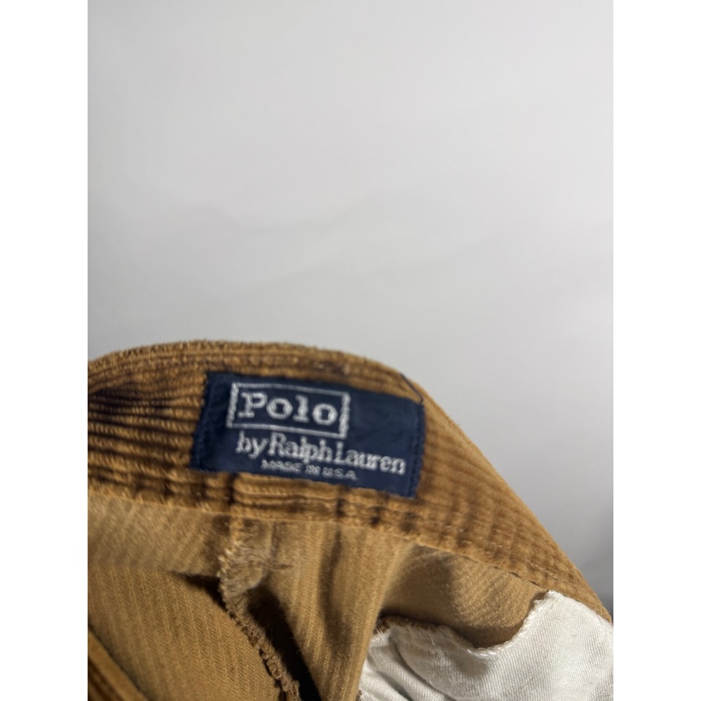 Polo Ralph Lauren Vintage Corduroy Pants Mens 35x32 Brown Pleated Made in USA - Picture 7 of 10